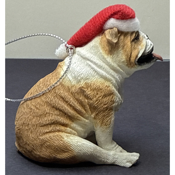 Vintage Sandicast Bulldog Puppy Dog Fawn Ornament Hat Box - Picture 2 of 16
